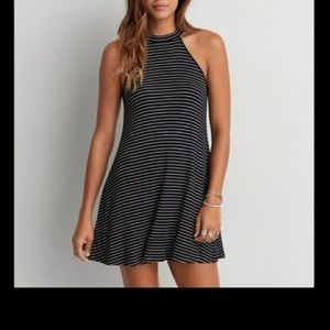 AE Soft & Sexy High Neck Sleeveless Striped Dress